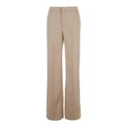 Beige Tech Fabric Broek met Voorkant Pences Andamane , Beige , Dames