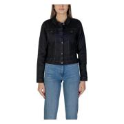 Zwarte V-hals knoopblazer Ichi , Black , Dames