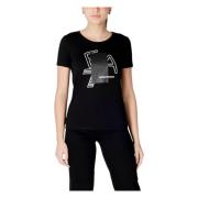 Stijlvol Bedrukt T-shirt voor Vrouwen Emporio Armani EA7 , Black , Dam...