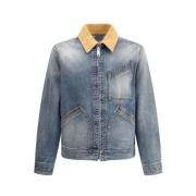 Luxe Denim Jack met Suède Kraag Alexander McQueen , Blue , Heren