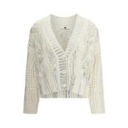 Kristalversierde Gebreide Vest Ermanno Scervino , Beige , Dames