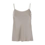 Satijnen Top met Spaghettibandjes Herno , Beige , Dames