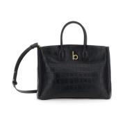 Zwarte handtas met krokodileffect Burberry , Black , Dames