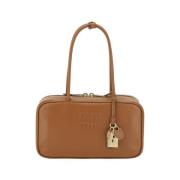 Geometrische Leren Schoudertas met Hangslot Miu Miu , Brown , Dames