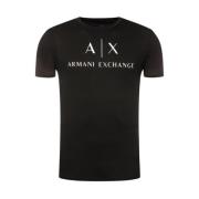 Zwarte katoenen logo T-shirt Armani Exchange , Black , Heren