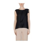 Zwarte Polyester Korte Mouw Blouse Alviero Martini 1a Classe , Black ,...