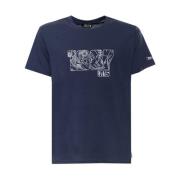 Casual Style Katoenen T-shirt met Logo MCS , Blue , Heren