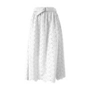 Witte Kant Katoenen Rok met Bloemen YES ZEE , White , Dames