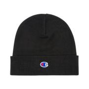 Gedrukte Polyester Beanie Zwart Champion , Black , Heren