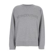 Grijze Crewneck Sweatshirt met Logo Semicouture , Gray , Dames