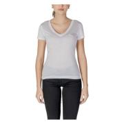 Witte V-Hals Lyocell T-Shirt Guess , White , Dames