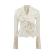 Gerimpelde Katoenen Blouse Alexander McQueen , Beige , Dames