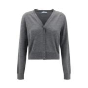 V-hals Lange Mouwen Vest Prada , Gray , Dames