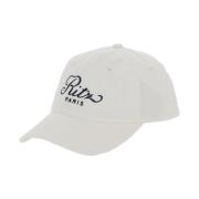 Paris Witte Baseballpet met Logo Frame , White , Dames