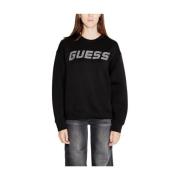 Zwarte Rhinestone Logo Sweater Guess , Black , Dames