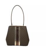 Bruine Tote Tas met Logo Accent Michael Kors , Brown , Dames