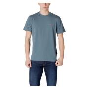 Grijze Katoenen T-shirt voor Mannen Napapijri , Blue , Heren