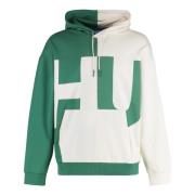 Geribbelde Katoenen Hoodie Hugo Boss , Green , Heren