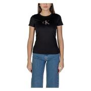 Zwart Logo Print Tee voor Vrouwen Calvin Klein Jeans , Black , Dames