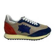 Beige Canvas Lage Sneaker Blauw Suède Atlantic Stars , Multicolor , He...