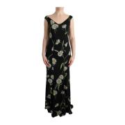 Zonnebloemprint Maxi Jurk Mouwloos V-hals Dolce & Gabbana , Black , Da...