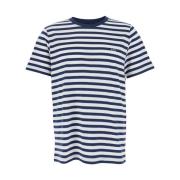 Blauw Gestreept Logo T-Shirt Katoen Man A.p.c. , Blue , Heren