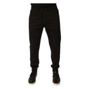 Logo Detail Katoenen Jogger Broek Dolce & Gabbana , Black , Heren