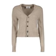 V-Hals Lange Mouw Cardigan Ami Paris , Beige , Dames