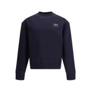 Logo Crew Neck Sweatshirt met Ribbed Hems Ami Paris , Blue , Heren