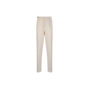 Casual Geplooide Katoenen Broek Brunello Cucinelli , White , Heren