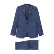 Blauwe Jurk met Verstelbare Bandjes Corneliani , Blue , Heren