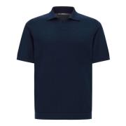 Katoenen en zijden gebreid poloshirt Boggi Milano , Blue , Heren