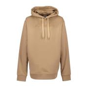 Logo Hoodie Oversize Geborduurd Katoen Burberry , Brown , Heren