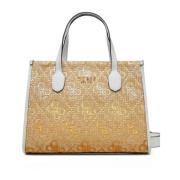 Stro Tote Tas met All-Over Logo Guess , Beige , Dames