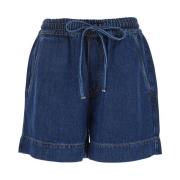 Blauwe Logo Patch Stretch Denim Shorts P.a.r.o.s.h. , Blue , Dames