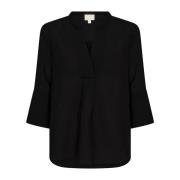 Elegante Zwarte Blouse met V-Hals Soaked in Luxury , Black , Dames