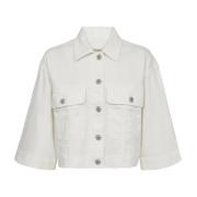 Witte Denim Jack met Geknipte Lengte MOS Mosh , White , Dames