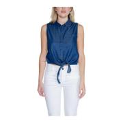 Blauwe Mouwloze Denim Shirt Top Jacqueline de Yong , Blue , Dames