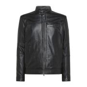 Moderne Horsehide Biker Jack Peuterey , Black , Heren