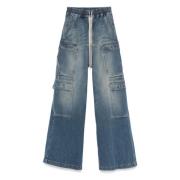 Cargo Jeans met Trekkoord in de Taille Rick Owens , Blue , Dames