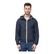 Blauwe korte jas met slim fit K-Way , Blue , Heren