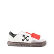 Witte Veterschoenen met Platte Zool Off White , White , Heren