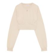 Beige Cropped Katoenen Trui Patrizia Pepe , Beige , Dames