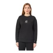 Zwarte Katoenen Logotrui Armani Exchange , Black , Dames