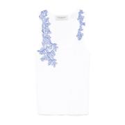 Witte Mouwloze Top met Geribbelde Details Ermanno Scervino , White , D...