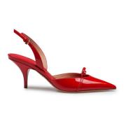 Rode Patentleren Slingback Hakken Salvatore Ferragamo , Red , Dames