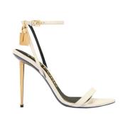 Witte Stiletto Hak Pumps met Hangslot Tom Ford , White , Dames