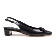 Zwarte leren slingback pumps met strik Salvatore Ferragamo , Black , D...