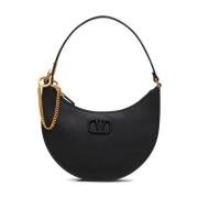 Zwarte V-Sling Mini Hobo Tas Valentino Garavani , Black , Dames