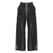 Zwarte Cargo Broek Elastische Taille Koord Rick Owens , Black , Heren